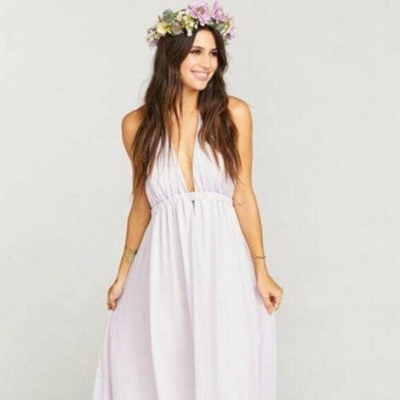 Show Me Your MuMu Luna Halter Maxi Dress Lavender Small Chiffon Flowy Boho - Picture 1 of 12